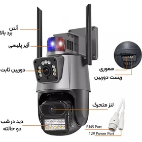 دوربین مداربسته مینی اسپید دام پلاک خوانIP تحت شبکه چرخشی 8MP دو لنز نرم افزار ICSEE مدل پلیسی
