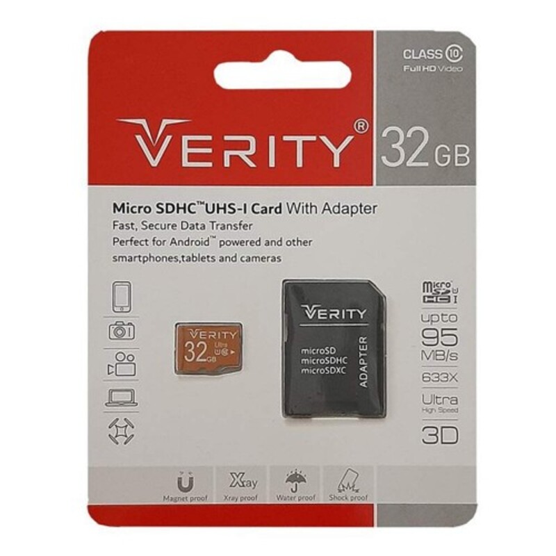 رم میکرو VERITY 32GB 95MB/S + آداپتور