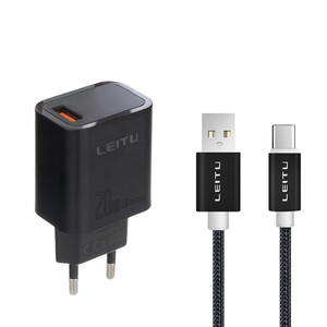 شارژر دیواری LEITU LH12 + کابل تایپ سی