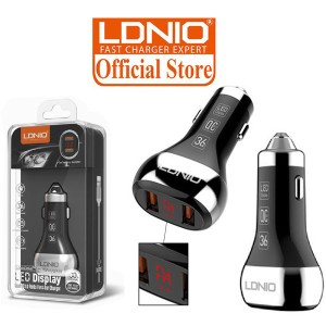 شارژر فندکی LDINO C2 2PORT + کابل آیفون