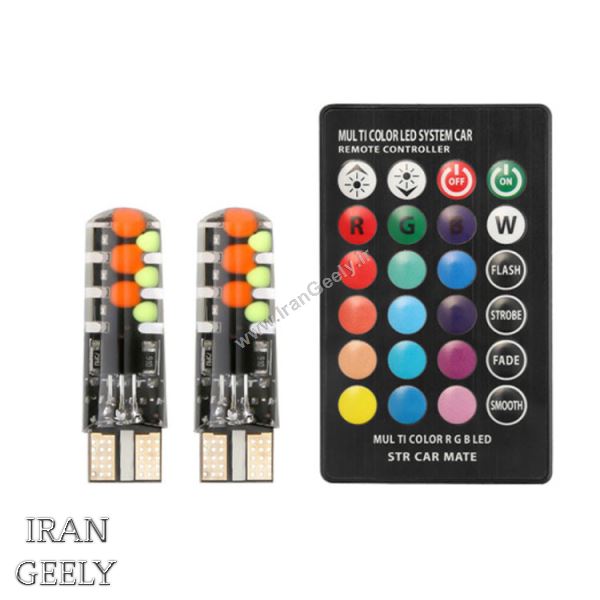 یک جفت لامپ جدید ژله ای RGB 12SMD  T10  با ریموت - طرح جدید ( قیمت ویژه )