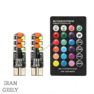 یک جفت لامپ جدید ژله ای RGB 12SMD  T10  با ریموت - طرح جدید ( قیمت ویژه )
