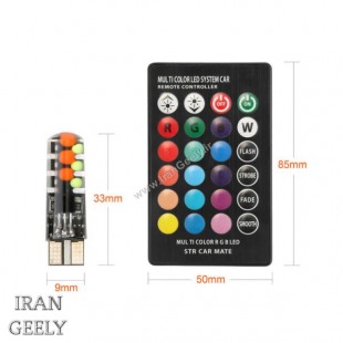 یک جفت لامپ جدید ژله ای RGB 12SMD  T10  با ریموت - طرح جدید ( قیمت ویژه )