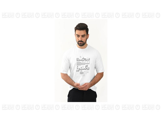تیشرت براش یقه گرد چاپی دی من مدل 1734