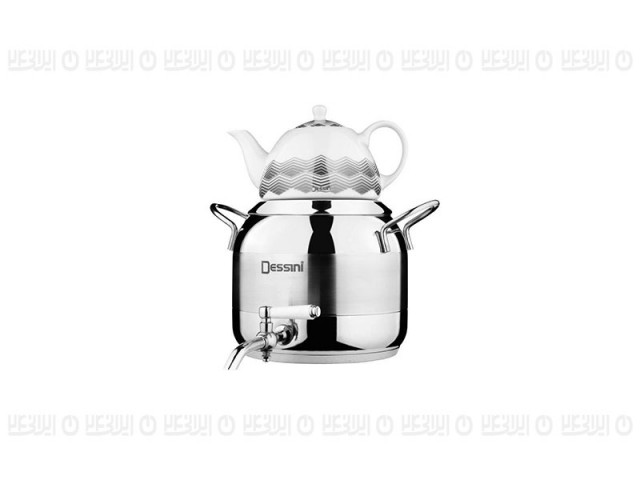 کتری استیل 5.5 لیتری  و قوری چینی  دسینی مدل النا
