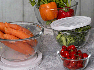ظرف شیشه ای گرد هوم کت پلاستیک