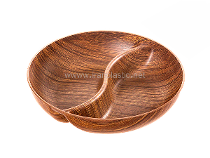 ظروف طرح چوب اردوخوری گرد ۲ خانه فرشکیپس