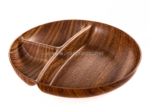 ظروف طرح چوب اردوخوری گرد ۳ خانه فرشکیپس