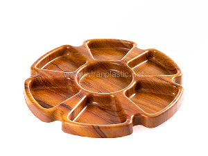 ظروف طرح چوب اردوخوری گرد ۷ خانه فرشکیپس
