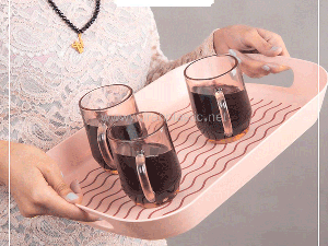 سینی دسته دار طرح موج لیزنی رزگلد 2370