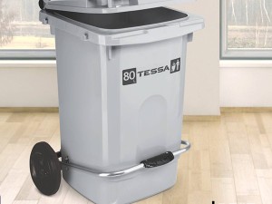 سطل زباله 80 لیتری چرخ دار و پدال دار تسا پلاستیک
