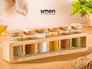 ست ادویه 6 عددی چوبی لیمون کد 2306