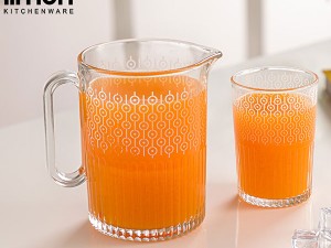 ست پارچ و لیوان شیشه ای شیاردار لیمون 2318
