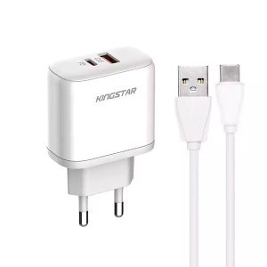 شارژر دیواری 2 پورت 45 وات کینگ استار KW220PD