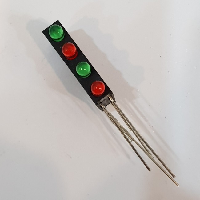 LED قابدار 4 تایی (سبز، قرمز، سبز، قرمز)، Right Angle 4 x 3mm GRGR LED