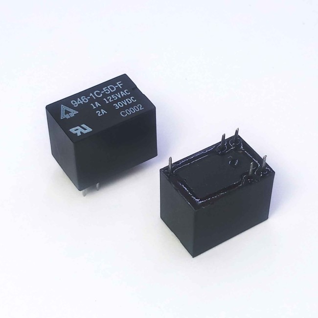 رله مینیاتوری 6 پایه TIANBO، بوبین 5 ولت، تک کنتاکت, SPDT, 2A/5VDC