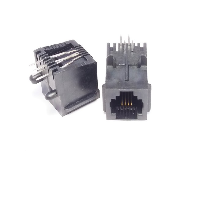 سوکت Rj-11 مادگی رایت انگل روبردی 4 پایه، Rj-11 Socket Female 6P4C Right angle Board Mount