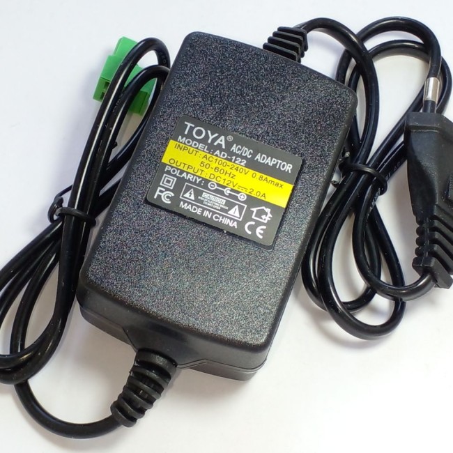 آداپتور 12 ولت 2 آمپر , TOYA  220AC to 12VDC 24W