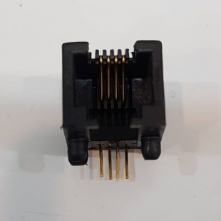 سوکت Rj-11 مادگی رایت انگل روبردی 4 پایه، Rj-11 Socket Female 6P4C Right angle Board Mount