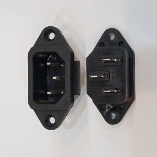 جک پاور AC نری رو پنلی پیچ خور, AC power input jack, male 250V 10A