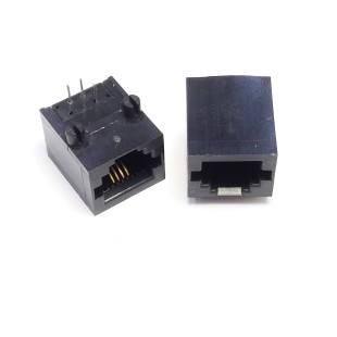 سوکت Rj-11 مادگی رایت انگل روبردی 4 پایه، Rj-11 Socket Female 6P4C Right angle Board Mount
