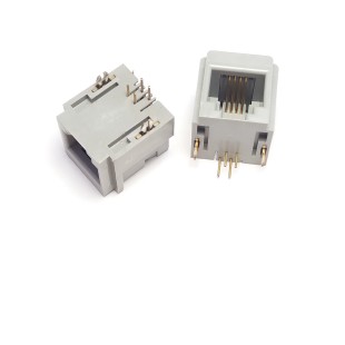 سوکت Rj-11 مادگی رایت انگل روبردی 4 پایه، Rj-11 Socket Female 6P4C Right angle Board Mount