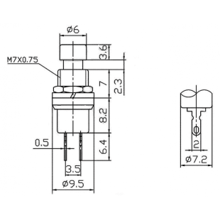 کلید فشاری فلزی دو پایه گرد - Mini Push Switch RED