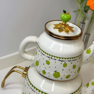 کتری قوری لعابی  طرح سیب miss betty