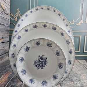 سرویس ۲۶پارچه ۶نفره غداخوری  طرح گرد نگین طوسی