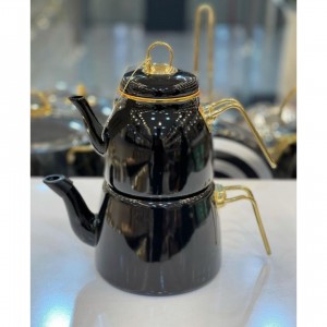 کتری و قوری لعابی پاچی مشکی