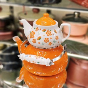 کتری قوری گلدار رنگی