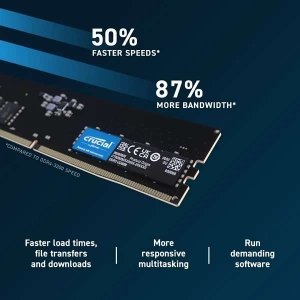 رم دسکتاپ کروشیال  DDR5 تک کاناله 5200 مگاهرتز Crucial ظرفیت 16 گیگابایت کلاسیک CT16