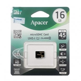 کارت حافظه microSDHC اپیسر مدل AP16GA کلاس 10 استاندارد UHS-I U1 سرعت 45MBps ظرفیت 16 گیگابایت