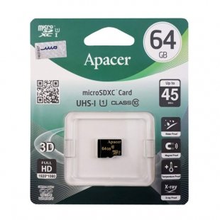 کارت حافظه microSDXC اپیسر مدل AP64GA کلاس 10 استاندارد UHS-I U1 سرعت 45MBps ظرفیت 64 گیگابایت