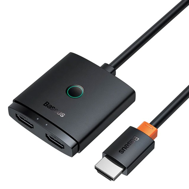 سوییچ دو پورت HDMI بیسوس مدل BS-OH114 B01331105111-01 با کابل 1 متری