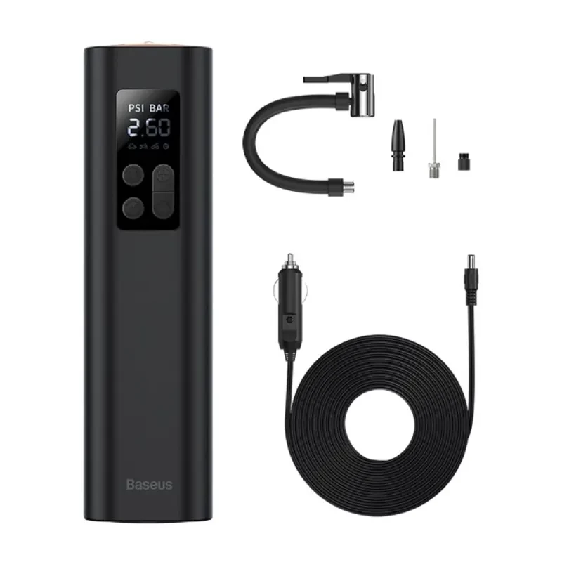 پمپ باد و چراغ قوه بیسوس مدل Super Mini Inflator Pump BS-CG003