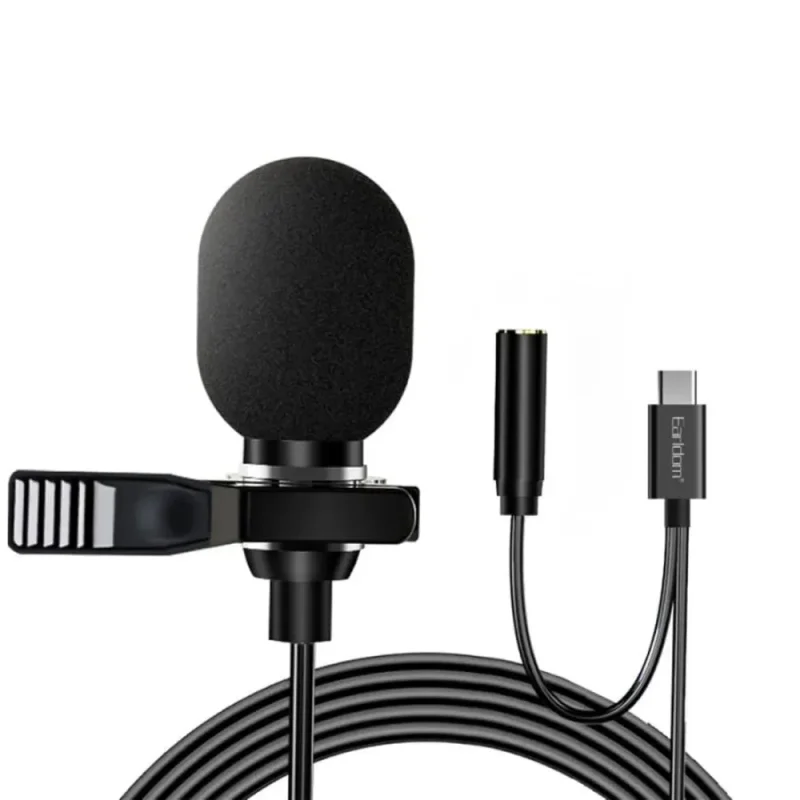 میکروفون یقه ای تایپ سی و جک 3.5 میلیمتری ارلدام مدل E39 طول 2 متر