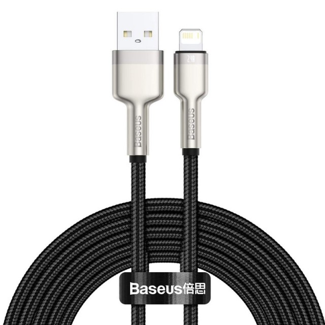 کابل شارژ USB به لایتنینگ بیسوس مدل Cafule Metal CALJK-B01 طول 2 متر توان 2.4 آمپر