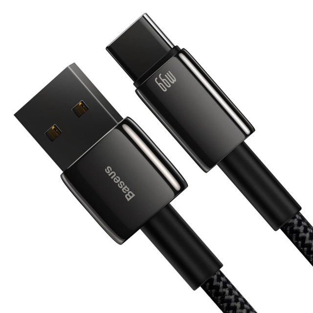 کابل شارژ USB به Type-C بیسوس مدل Tungsten Gold CATWJ-C01 طول 2 متر توان 66 وات