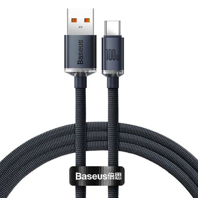کابل شارژ USB به Type-C بیسوس مدل Crystal Shine طول 1.2 متر توان 100 وات