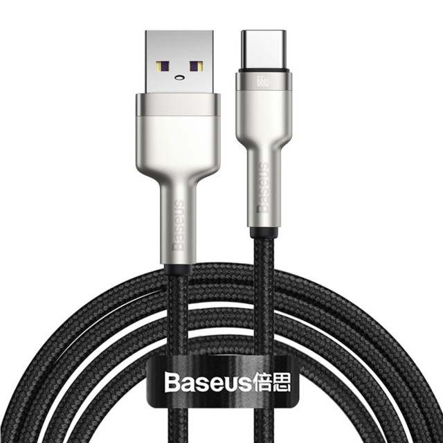 کابل شارژ USB به Type-C بیسوس مدل Cafule Metal CAKF000001 طول 25 سانتی متر توان 66 وات