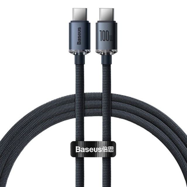 کابل شارژ USB-C به USB-C بیسوس مدل Crystal Shine CAJY000601 طول 1.2 متر توان 100 وات