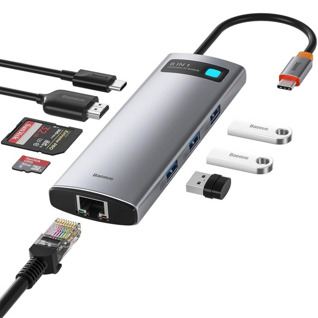 هاب تایپ سی 8 پورت بیسوس 100 وات Baseus CAHUB-CV0G