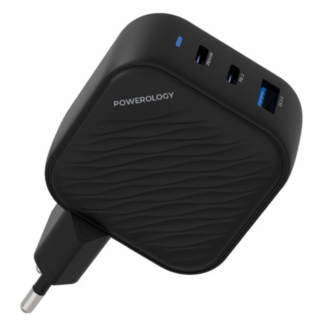 شارژر دیواری پاورولوژی GaN Ultimate-EU Dual PD Charger PWCUQC019 توان 65 وات