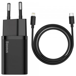 شارژر دیواری بیسوس Super Si Quick Charger TZCCSUP-B01 توان 20 وات با کابل لایتنینگ