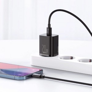 شارژر دیواری بیسوس Super Si Quick Charger CCCJGCE-D توان 20 وات با کابل لایتنینگ