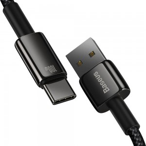کابل شارژ USB به Type-C بیسوس مدل Tungsten Gold CB000026 CAWJ000001 طول 1 متر توان 100 وات