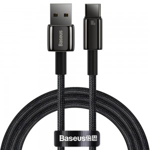 کابل شارژ USB به Type-C بیسوس مدل Tungsten Gold CB000026 CAWJ000001 طول 1 متر توان 100 وات