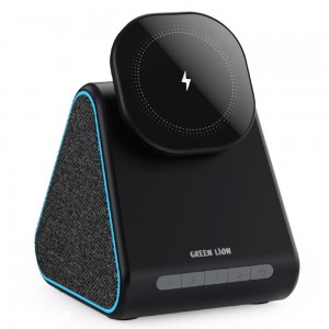 شارژر وایرلس 3 کاره گرین لاین Mag Trio Speaker, Charger, Phone Stand توان 15 وات