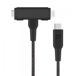 کابل شارژ USB-C به USB-C و لایتنینگ پاورولوژی PCAB007 طول 1.2 متر توان 60 وات